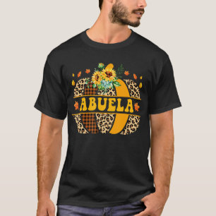 Abuela Pumpkin Leopard Sunflower Autumn Thanksgivi T-Shirt