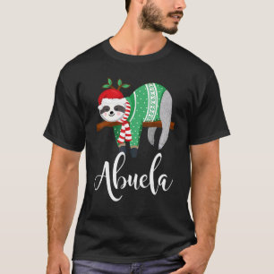Abuela Sloth Santa Hat Christmas Pajama Family T-Shirt