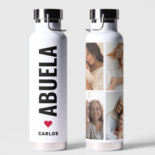 Abuela   Spanish Grandma Custom Name 4 Photo Water Bottle