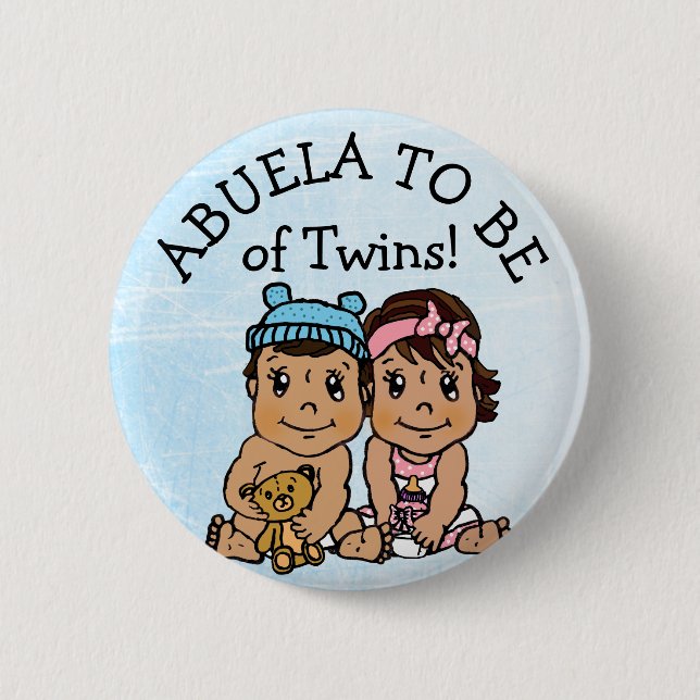 Abuela to be of Twins, Hispanic Baby Shower 6 Cm Round Badge (Front)