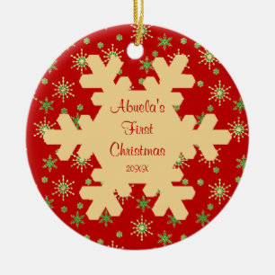 Abuela's First Christmas Red Snowflake Ornament