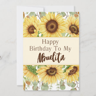 Abuelita Birthday Yellow Sunflowers Birthday Card