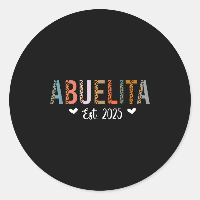 Abuelita Est 2025 Cute Grandma Leopard Print Chris Classic Round Sticker (Front)