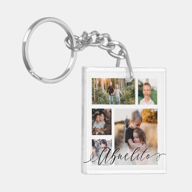 Abuelito | Grandchildren Photos Special Message Key Ring (Front Left)