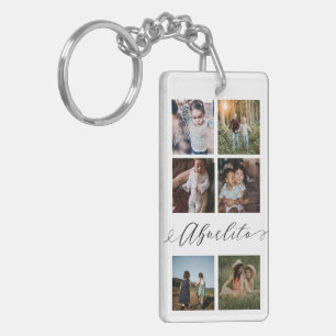 Abuelito Script   Grandchildren Photo Grid Collage Key Ring