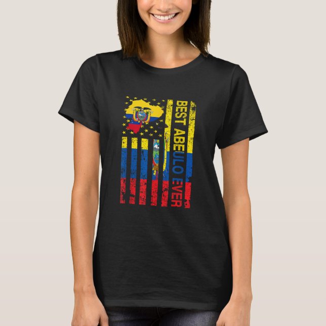 Abuelo Ecuadorian Grandpa - Ecuador USA Flag Fathe T-Shirt (Front)