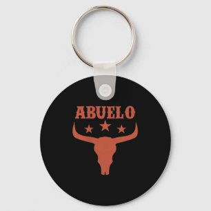 Abuelo First Bday Cowboy Western Rodeo Skull Key Ring