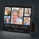 Abuelo Grandfather Grandchildren Photo Collage Plaque<br><div class="desc">Simple and clean design lets your family photos shine on this Best Abuelo Ever plaque. A large photograph in the centre with two smaller photos on either side let you insert your own photos easily. Best Abuelo Ever is written below in a modern font. Two lines below let you complete...</div>