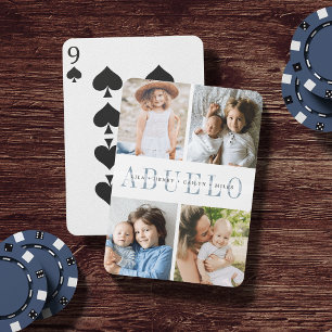 Abuelo Photo Collage & Grandchildren Names Playing Cards