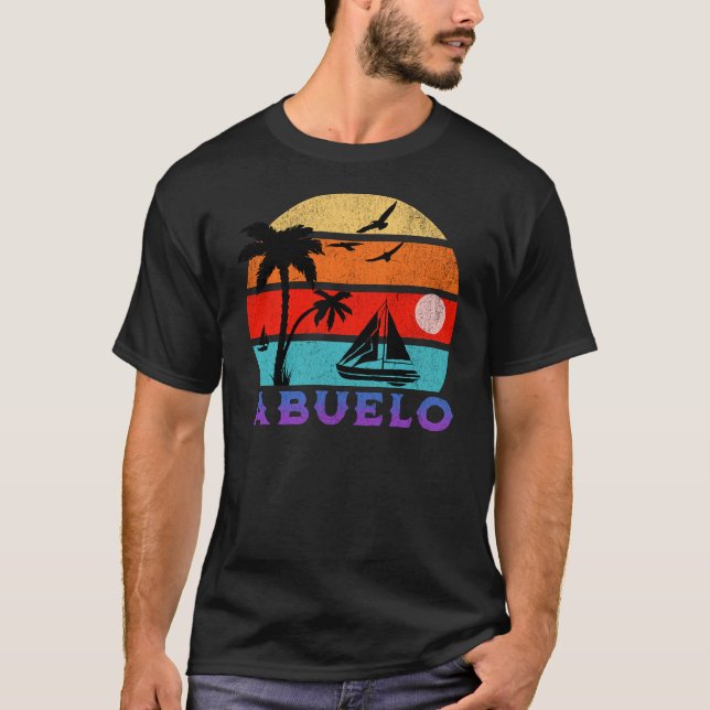 Abuelo Retro Sunset Ocean Grandfather T-Shirt (Front)