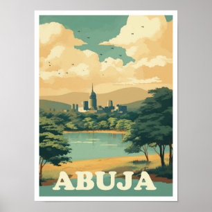 Abuja Nigeria Art Vintage Travel Illustration Poster
