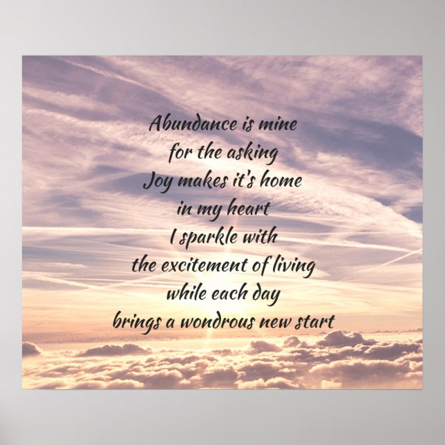 Abundance affirmation poem poster (Front)