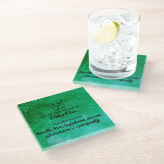 Abundance and Prosperity Divine Plan Affirmation Glass Coaster