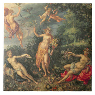 Abundance and the Four Elements, c.1606 (oil on co Ceramic Tile