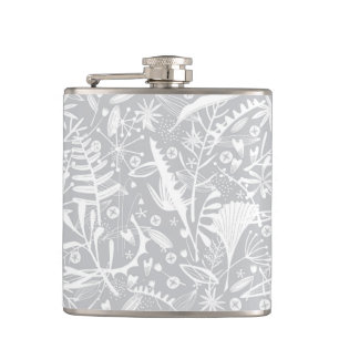 Abundance Botanical Silver Grey Floral Flask