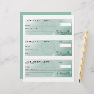 Abundance Check - Law of Attraction teal green