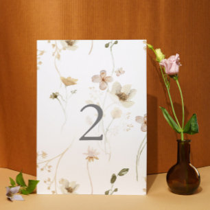 Abundance Dried Wildflower Pampas Wedding Table Number