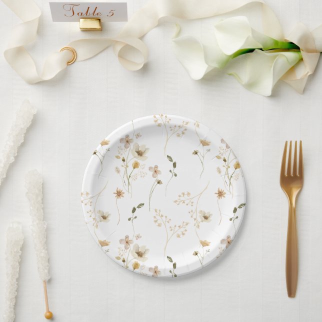 Abundance Dried Wildflower Pampas Wreath Wedding Paper Plate (Wedding)
