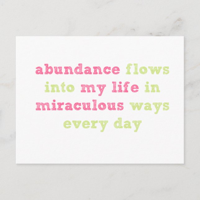 Abundance flows Affirmation Postcard (Front)