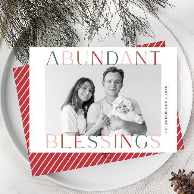 Abundant Blessings Colorful Photo Holiday Card (Creator Uploaded)