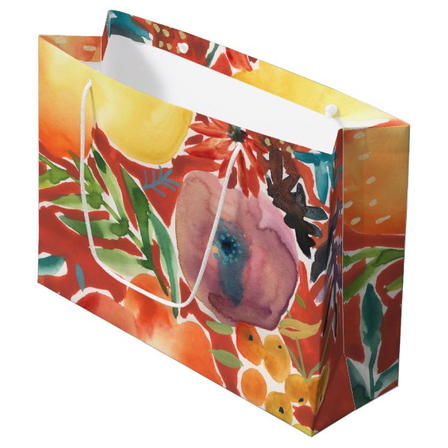 Abundant Florals III Large Gift Bag (Front Angled)