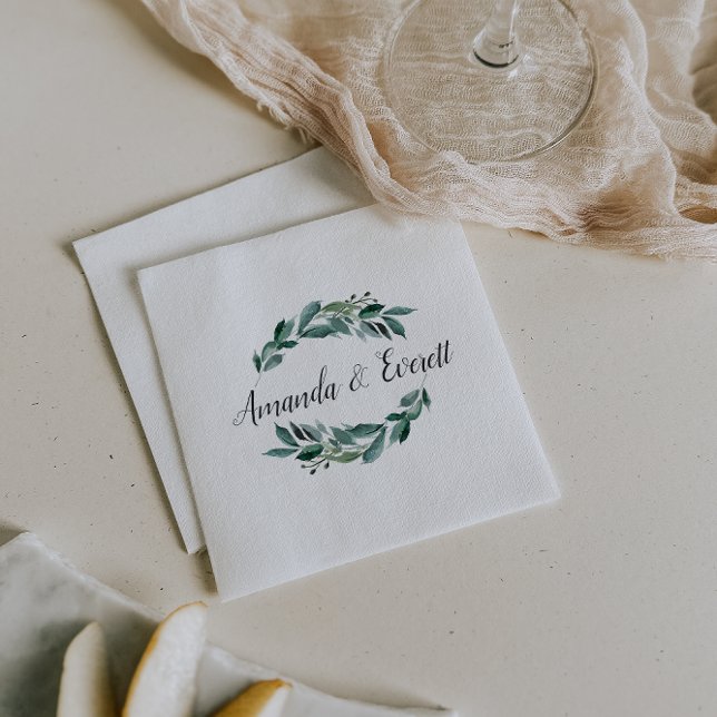 Abundant Foliage Personalised Wedding Napkin (Creator Uploaded)