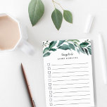 Abundant Foliage | Personalized To Do List Post-it Notes<br><div class="desc">Chic personalized note pad features a top border of green watercolor foliage and eucalyptus leaves. Personalize with two lines of custom text in modern block and handwritten script lettering; shown with "things to do" and your name. 11 lines with checkboxes help you keep track of all your important tasks!</div>