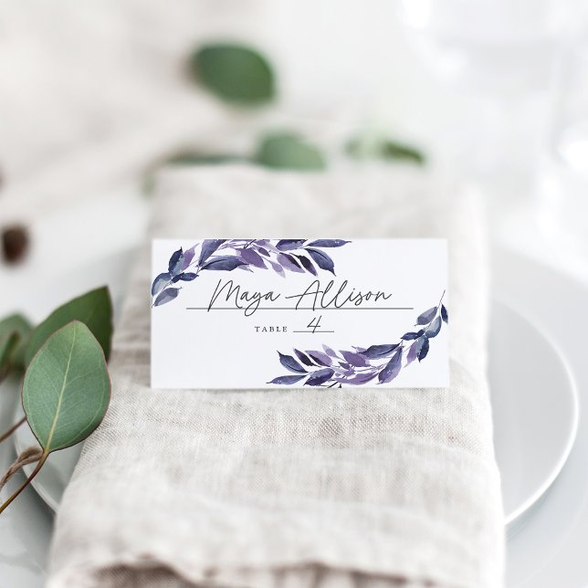 Abundant Foliage Violet Botanical Place Card (Creator Uploaded)