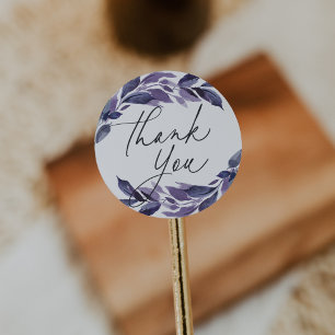 Abundant Foliage Violet Botanical Thank You Classic Round Sticker