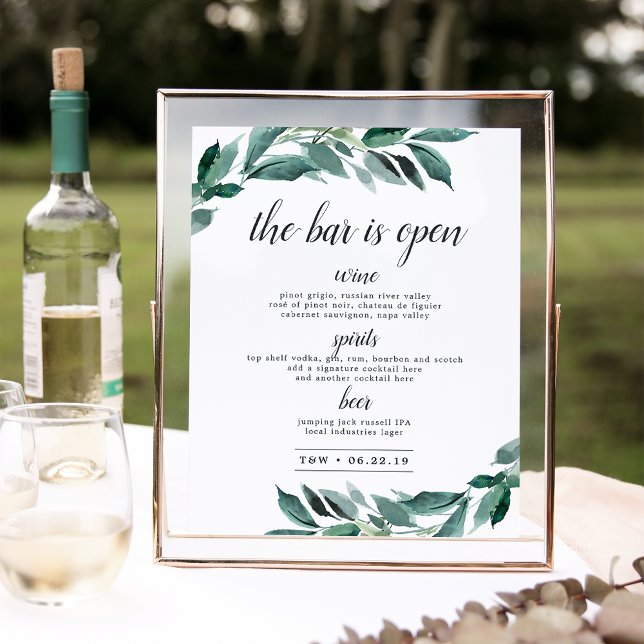Abundant Foliage Wedding Bar Menu Sign (Creator Uploaded)
