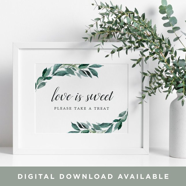 Abundant Foliage Wedding Dessert Bar Sign (Creator Uploaded)