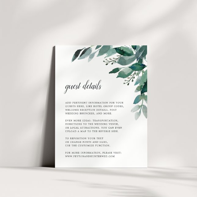 Abundant Foliage Wedding Guest Details Card (Creator Uploaded)