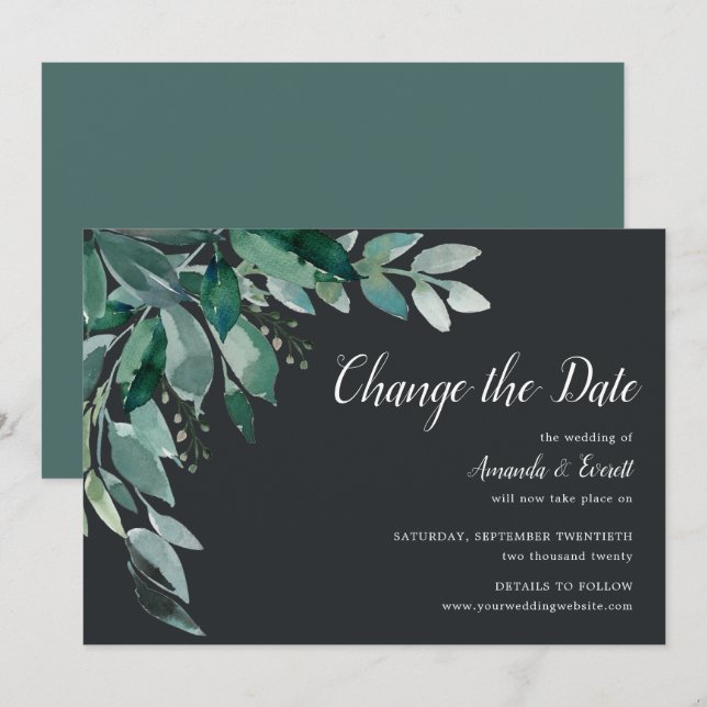 Abundant Foliage Wedding Postponement Announcement (Front/Back)