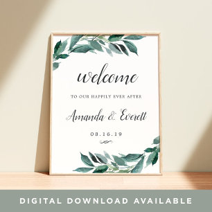 Abundant Foliage Wedding Welcome Poster