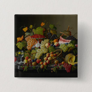 Abundant Fruit, 1858 (oil on canvas) 15 Cm Square Badge