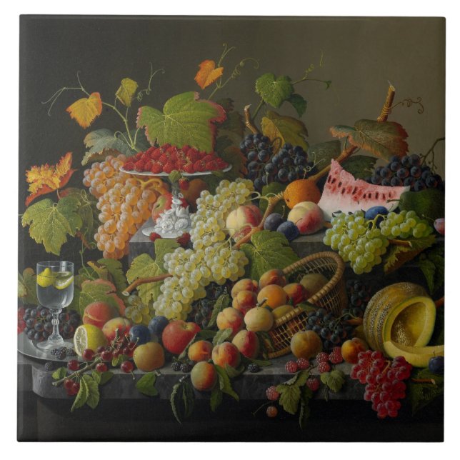 Abundant Fruit, 1858 (oil on canvas) Tile (Front)