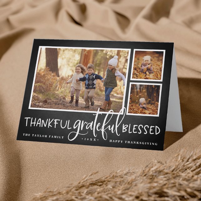 Abundant Gratitude Thanksgiving Photo Collage Card (Creator Uploaded)