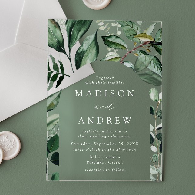 Abundant Greenery Arch Frame Wedding Acrylic Invitations (Creator Uploaded)