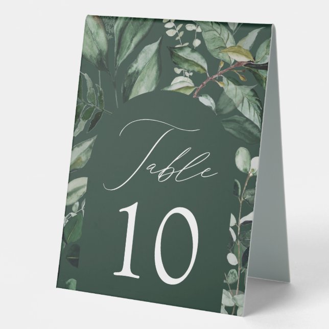 Abundant Greenery Arch Frame Wedding Table Number (Front)