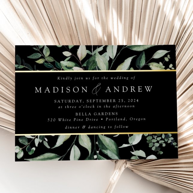 Abundant Greenery Black Wedding Gold Foil (Creator Uploaded)