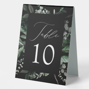 Abundant Greenery Black Wedding Table Number