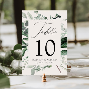 Abundant Greenery Cream Table Number Card