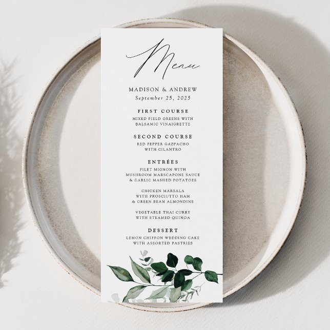 Abundant Greenery Dinner Wedding Menu (Creator Uploaded)