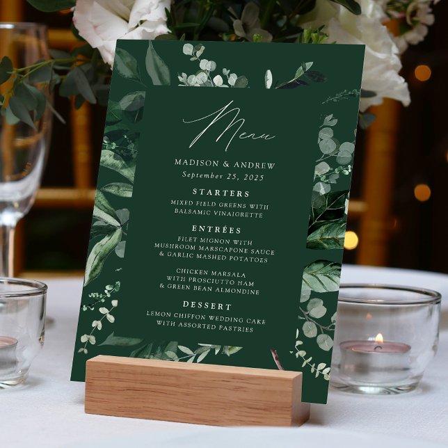 Abundant Greenery Dinner Wedding Menu (Creator Uploaded)