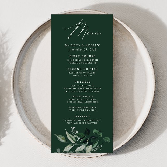 Abundant Greenery Dinner Wedding Menu (Creator Uploaded)