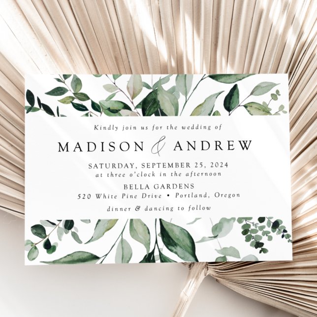Abundant Greenery Frame Wedding Invitation (Creator Uploaded)