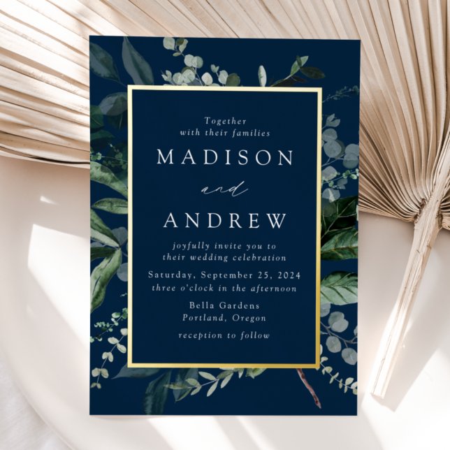 Abundant Greenery Navy and Gold Frame Wedding (Creator Uploaded)