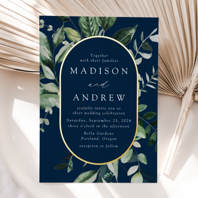 Abundant Greenery Navy and Gold Oval Wedding (Creator Uploaded)