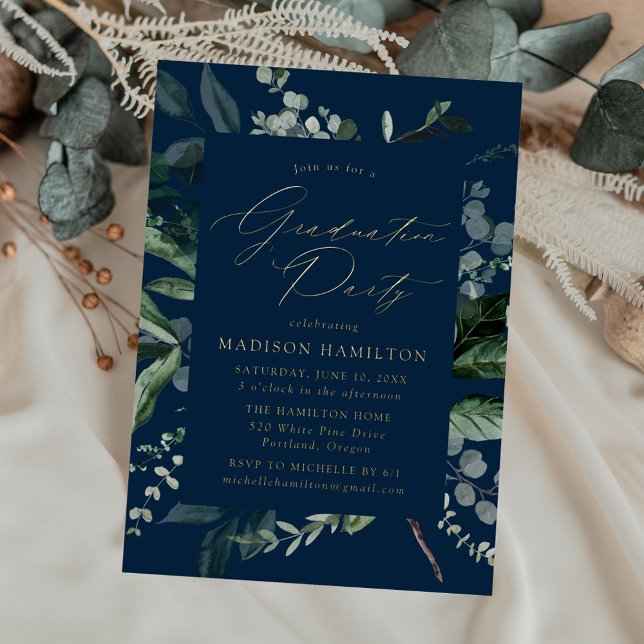 Abundant Greenery Navy Graduation Party (Creator Uploaded)