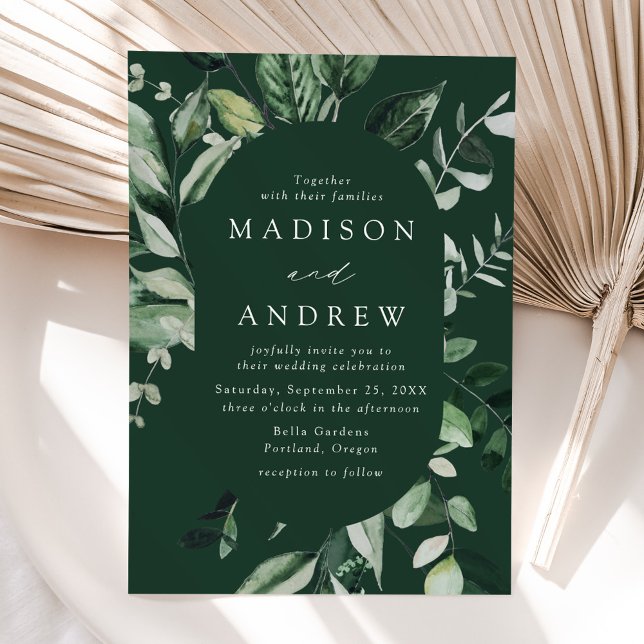 Abundant Greenery Oval Frame Wedding Invitation (Creator Uploaded)